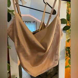 Satin crowl neck cropped tanktop